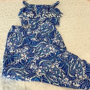 Lilly Pulitzer two piece skirt set size 00 top size 00 bottom